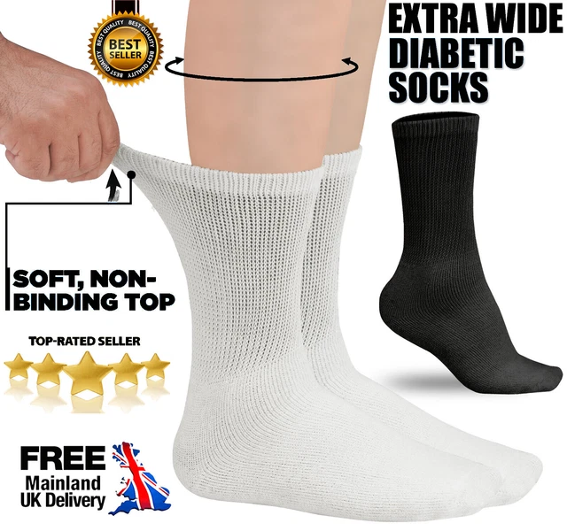 TrendSENSE Men's Extra Wide Diabetic Socks - 12 Pair Pack, Non-Binding Loose Top, UK Made