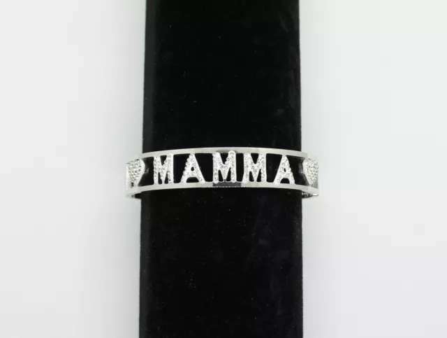 Bracciale Donna Rigido Acciaio Inox E Strass Nome MAMMA Colore Argento Mom 3