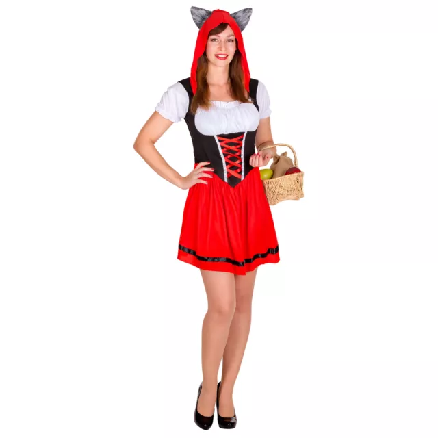 Sexy Wolfskäppchen Kostüm Rotkäppchen Karneval Fasching Halloween Damen Kleid