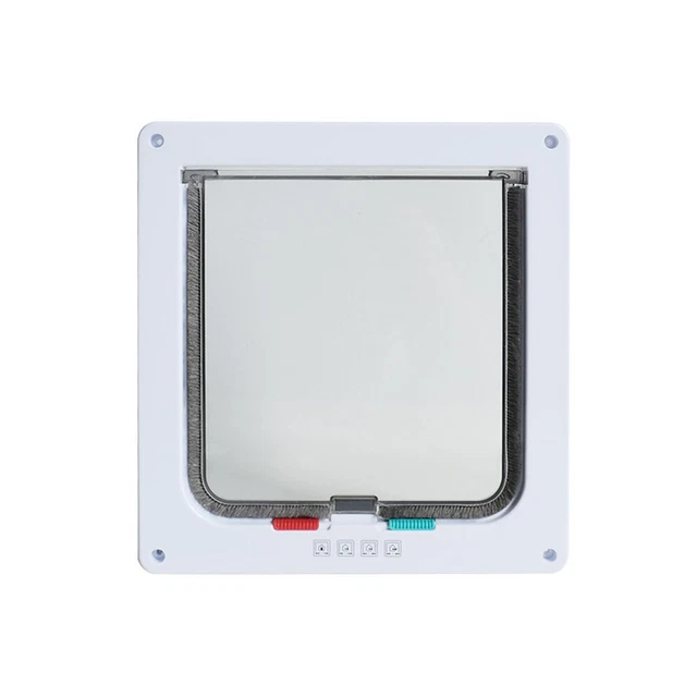 Puerta con solapa para mascotas perro seguridad 4 vías bloqueo control dirección puerta para mascotas (blanco XL)