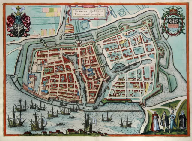 Emden Original Kupferstich Braun Hogenberg 1575