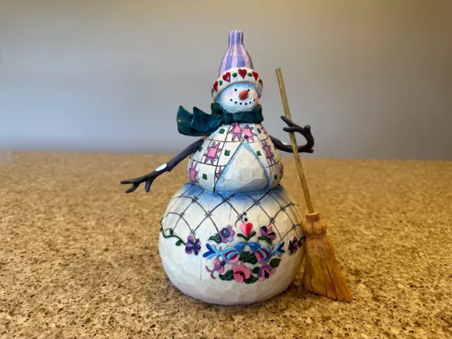 Jim Shore Heartwood Creek  "Winter's Warmth" Snowman/Broom Figurine 112249