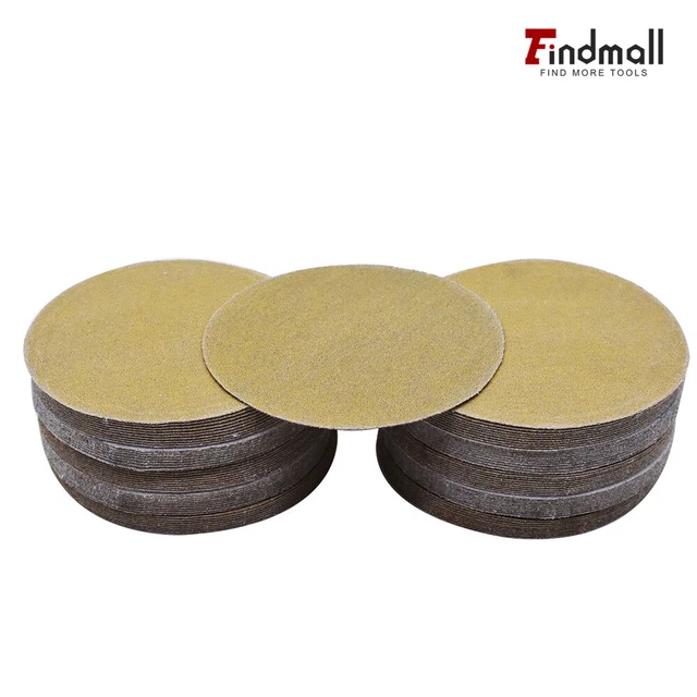 Findmall 100 Pack 5" 120 Grit Hook Loop Pads Sanding Disc NO-Hole Sand Paper