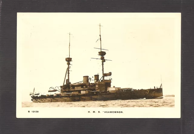 Real-Photo Postcard:  Hms Agamemnon - British Royal Navy World War 1 Battleship