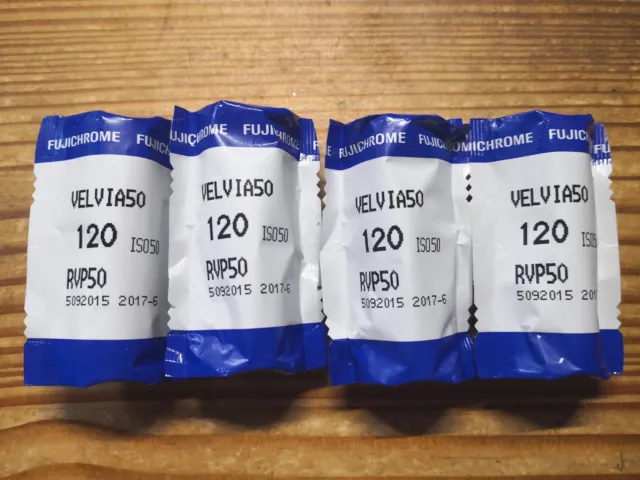 Fujifilm FUJI VELVIA 50 120 slide film 4x rolls selection