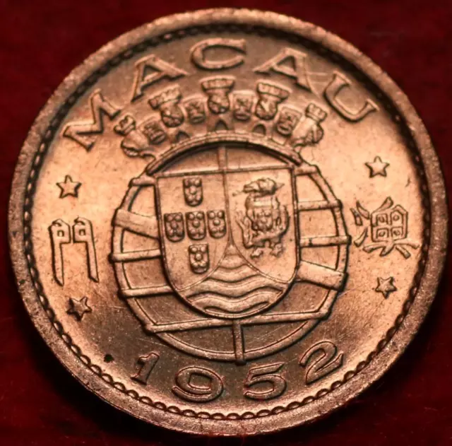 Uncirculated Red 1952 Portugal Macau 5 Avos Foreign Coin