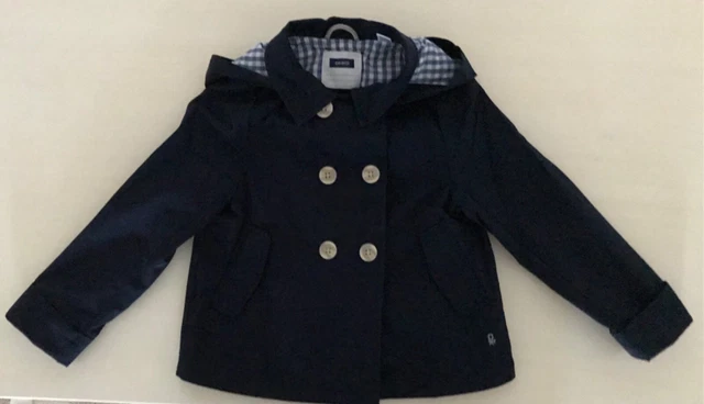 CAPPOTTO TRENCH BIMBA 4 anni 104 cm impermeabile imbottito cappuccio blu Okaidi EUR 24 90 PicClick IT