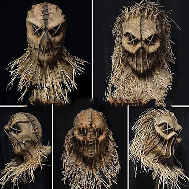 Abito da festa cosplay cosplay Halloween spaventoso spaventapasseri maschera testa piena grossolana paglia UK