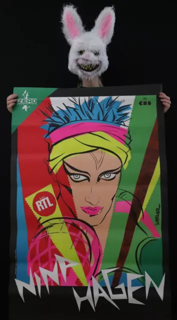 NINA HAGEN - Superbe affiche originale concert 1986 - Poster 119 x 78cm - Werner NINA HAGEN - Superbe affiche originale concert 1986 - Poster 119 x 78cm - Werner
