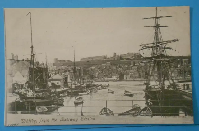 VALENTINES Postcard c.1905 HARBOUR FROM THE RAILWAY STATION WHITBY YORKSHIRE