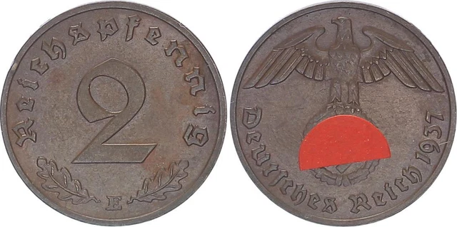TERZO REICH 2 Reichspfennig 1937 E monete a corso 1933-1945 EUR 25,88 ...
