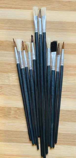 New 12 Pc Artists Paint Brush Set Fine Hobbies Crafts Model Making Brushes Art