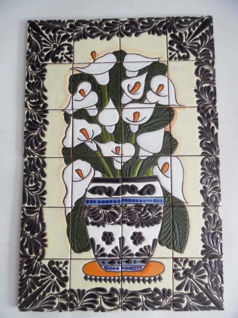 25" CERAMIC TILE MURAL mexican talavera mosaic hand painted backsplash