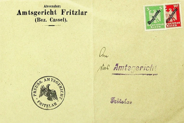 Sephil Deutschland 2v W / Dienstmarke Ovpt Auf Abdeckung Von & Sich Fritzlar