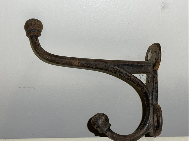 Old Coat Tack Harness Hooks Horse Barn Rustic CAST IRON original black paint 2