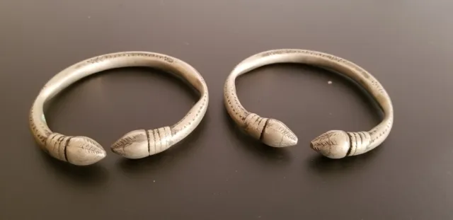 Two ANTIQUE Silver Yemeni Tribal Bedouin anklet handmade 433 G