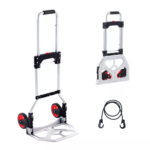 VEVOR Folding Hand Truck Aluminum Luggage Trolley Cart Dolly 176 lbs Bungee Cord