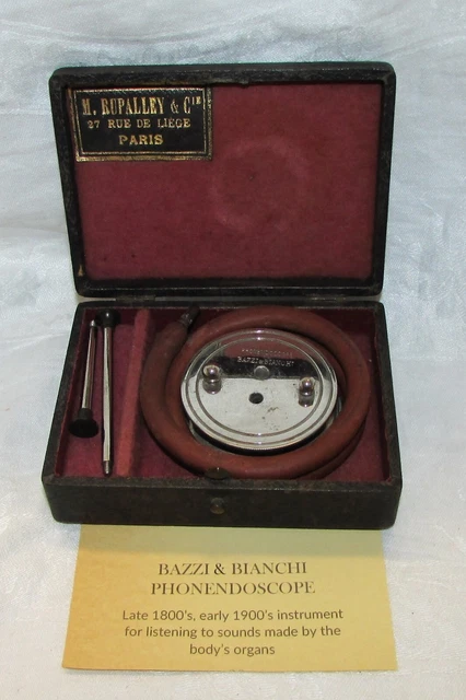 Antique Paris Bazzi & Bianchi Phonendoscope Stethoscope Body Organs Original Box