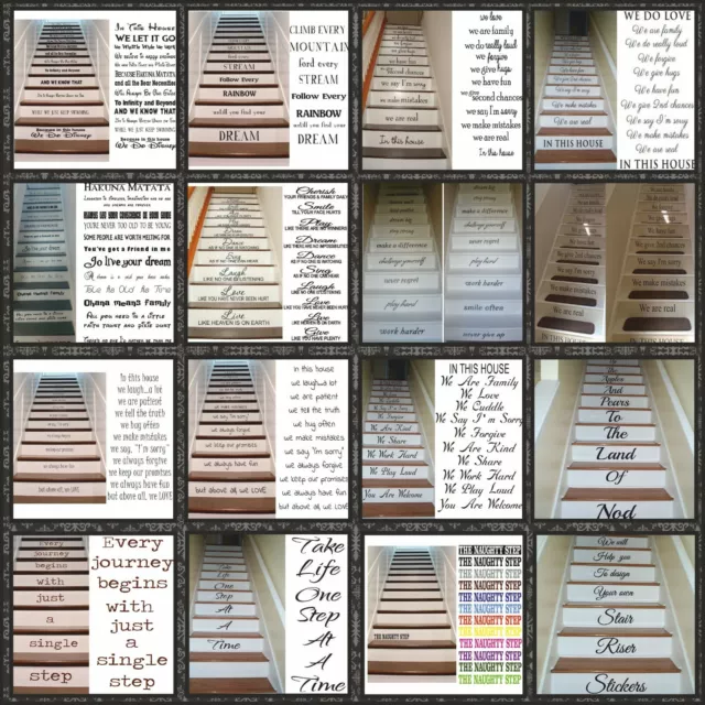 Cut Vinyl Text Stair Riser Sticker Choice 16 Designs 3 Sizes 14 colours 2 Disney