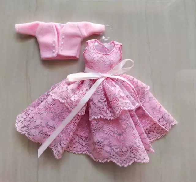 Venta 3 prendas Blythe ICY BJD muñeca 1/6 moño vestido rosa rojo juguete niña mujer niña 3