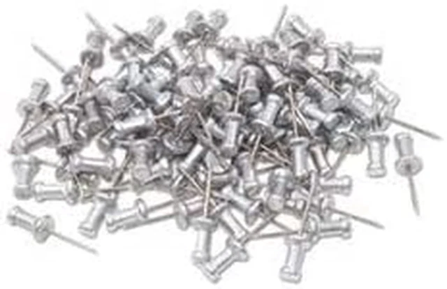 Push Pins, Steel Aluminum Head Push Pins - Sharp Steel Point - Silver, 3/8” Long