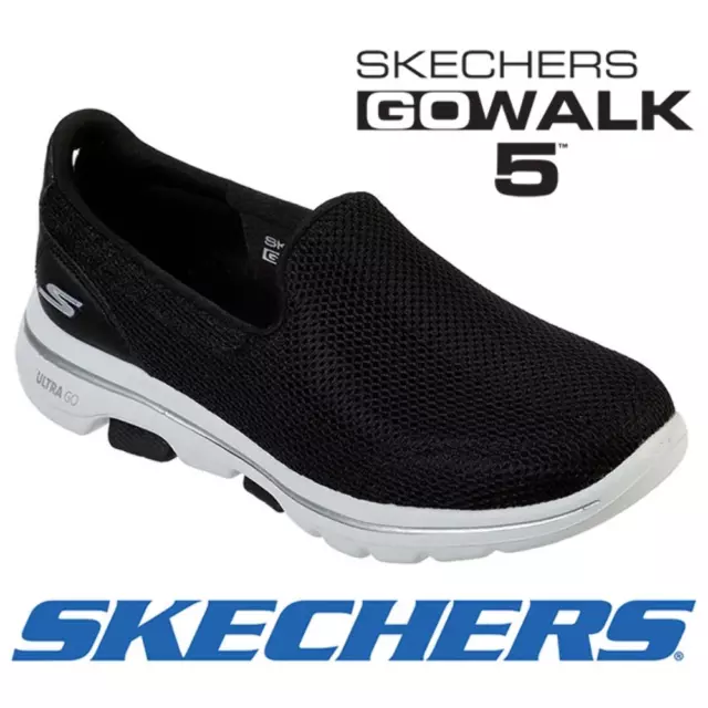 Skechers Go Walk 5 Slip-on Shoes Womens 15901 Stylish Walking Trainer for Work