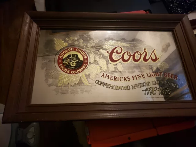 Vintage 1976 Bicentennial Coors Beer Commemorative Mirror