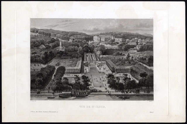 Antique Print-Aquatint-PARIS-SAINT CLOUD-CHATEAU-Pl. 26-Salathe-Testard-1845