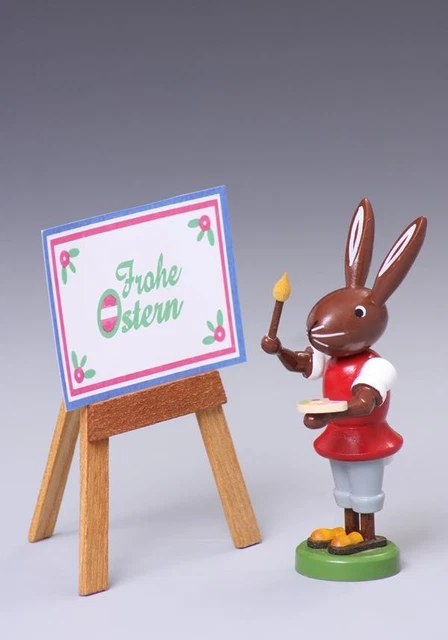 Statua Pasqua Coniglio Con Volte Lavagna Altezza Circa 9 CM Nuovo Decorazione