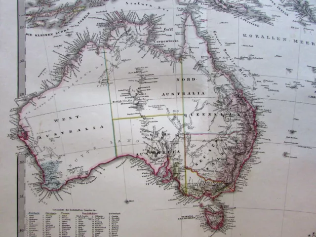 Australia New Zealand Oceania Stieler map 1862 Stulpnagel variant details