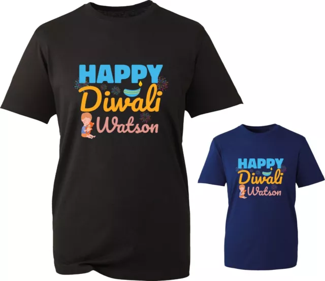Personalised Happy Diwali T-Shirt Your Name Hindu's Religious Festival Gift Top