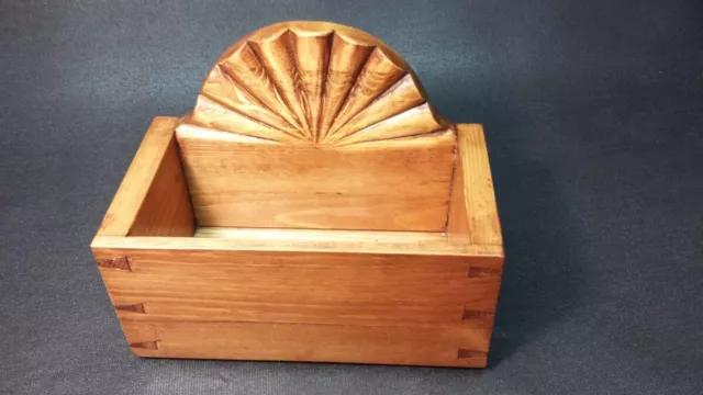 Hand Crafted Open Top Wood Trinket Box Decorative Fan work Dovetail Joints
