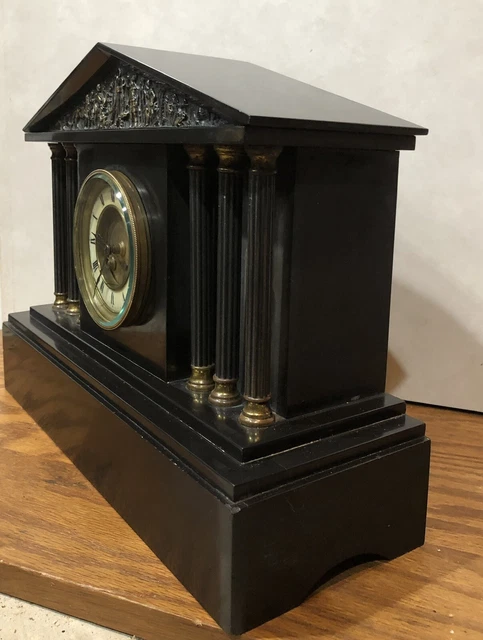 Large French HFF Architectural Greek Revival Marble Six Pillar Mantel Clock 4