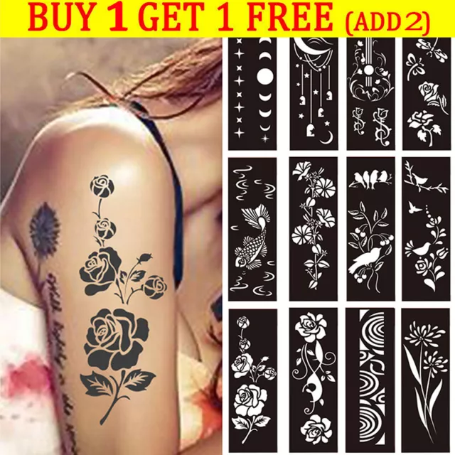 Plantilla hueca autoadhesiva arte corporal India tatuaje de henna plantilla ☀