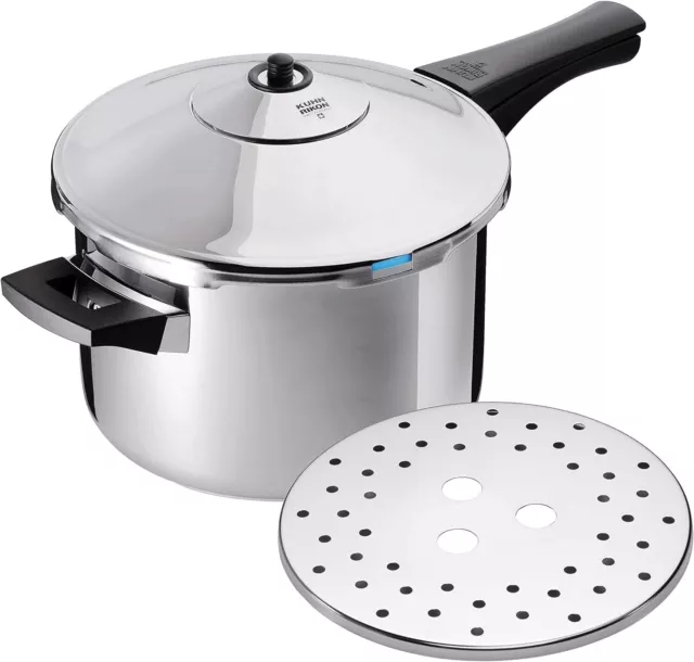 Kuhn Rikon Pressure Cooker Duromatic Inox 5L/22cm Food Steamer with Long Handle,