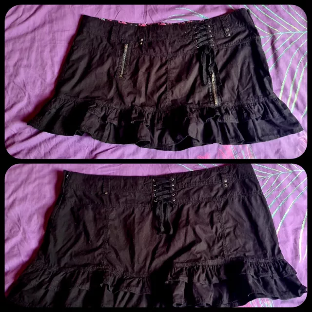 Size 26 EVANS Plus Black Corset Zip Rara Goth Mini/ Short Skirt