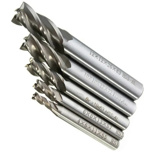 5X 4 Flute Straight Shank End Mill Cutters Drill Bit Tools 4/6/8/10/12mm HSS CNC