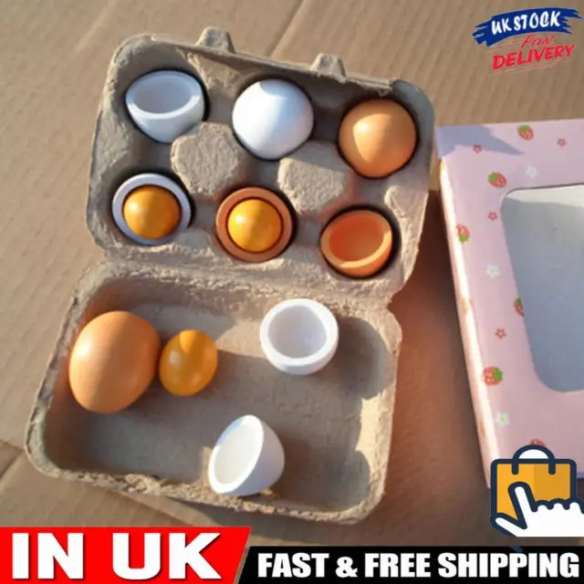Kid Pretend Play Toy Set Wooden Eggs Yolk Kitchen Food Children Xmas Gift