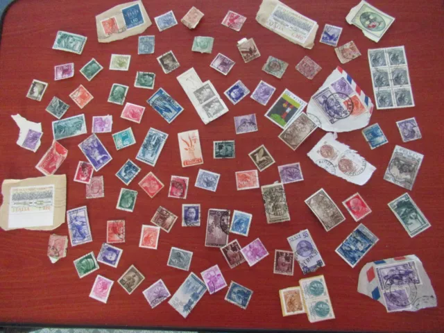 job lot Italy stamps on and off paper (It1)