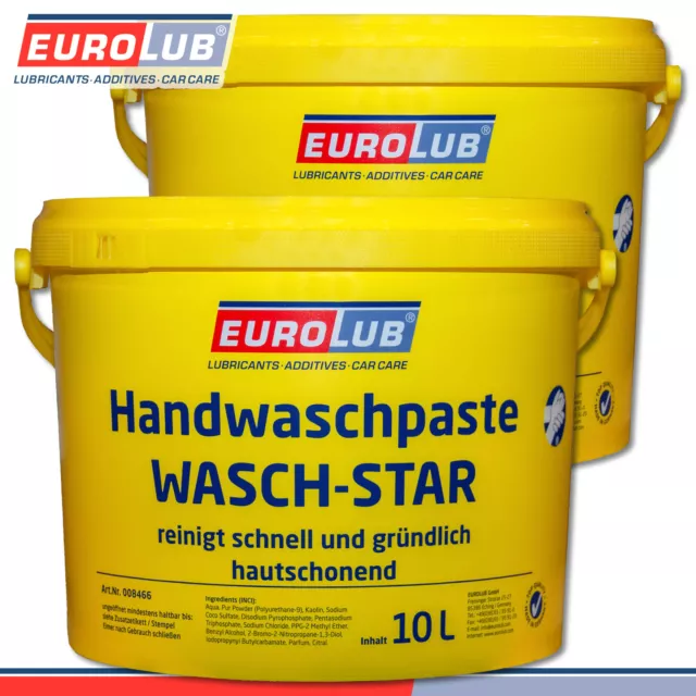 EuroLub 2 x 10 L Pâte Nettoyante pour les Mains Wasch-Star Dans Seau Atelier