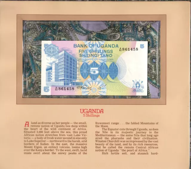 Most Treasured Banknotes Uganda 5 Shillings 1979 P-10 UNC Prefix A/82