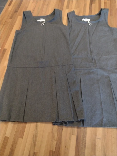X2 Abiti Scuola Grigi Pinafore Età 6-7