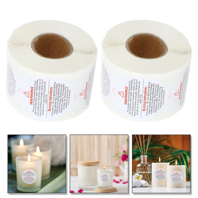 2 Rolls Kerzen-Warnaufkleber Warnhinweise Für Kerzen Applikationen