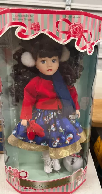 Victorian Bows Collection Porcelain Doll With Ice Skates #61398 NIB!