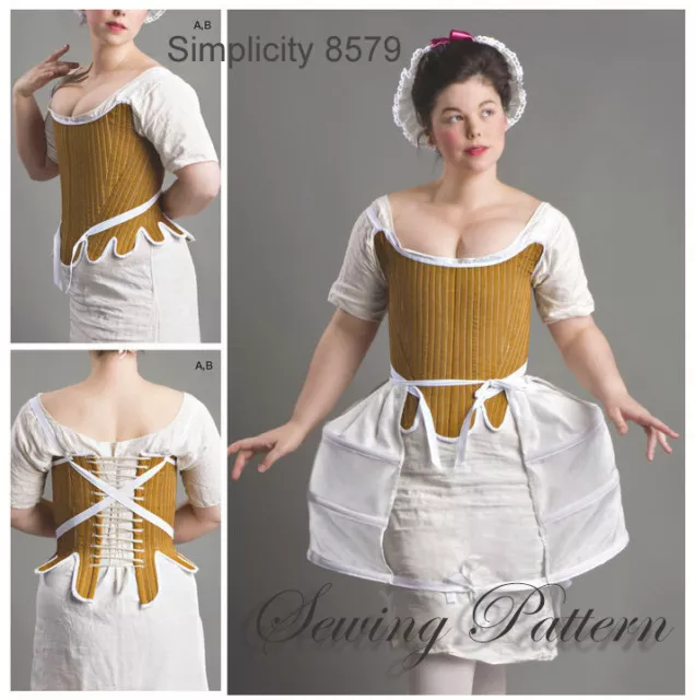S8579 Sewing Patterns 18th Century Costume Corset Panniers Shirt 6-14 or 14-22