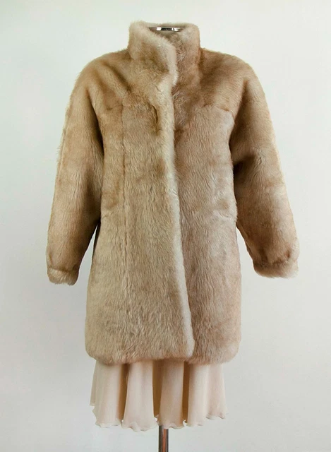 Manteau Vintage En Cuir Shearling Conbipel - Années 80/90 - Taille 42, Marron - Occasion Très Bon état
