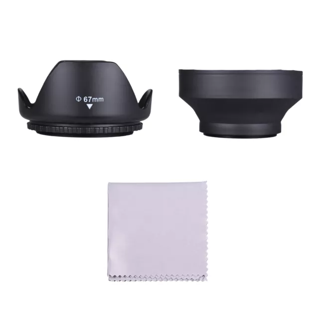 67mm Lens Hood Set with Tulip Flower Lens Hood + Collapsible Rubber Lens K1J3