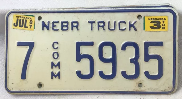 Nebraska 1984 Camion Vintage Goffrato Targa 7-5935 Compra 1 O 2 Piatti