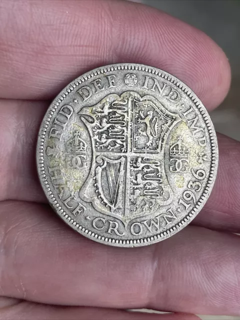 Great Britain 1936 - King George V - Silver .500 Half Crown Coin