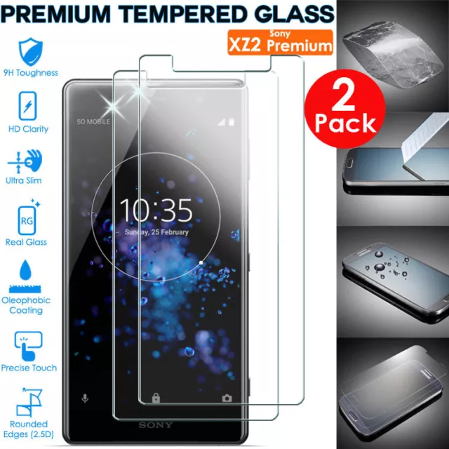 2x Genuine TEMPERED GLASS Screen Protector Cover For Sony Xperia XZ2 Premium